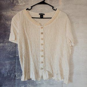 Lauren Michelle Blouse crochet neckline